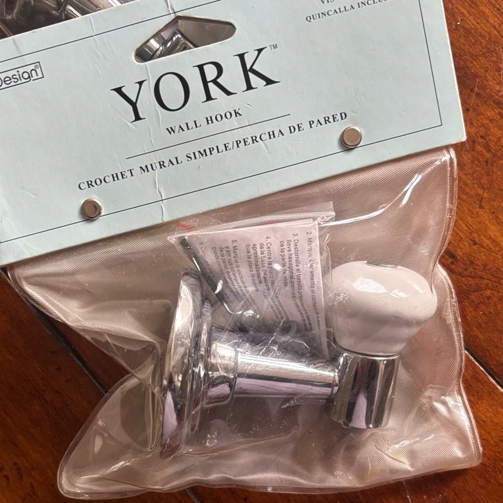 InterDesign Chrome and White Wall/Robe Hook Set of 2